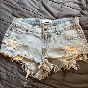 Pistola Frayed Hem Jean Shorts - Light Blue